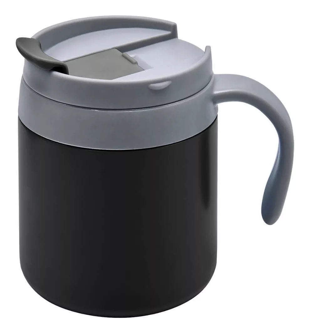 Taza Termo 350ml Negro Plastico Y Acero Inoxidable