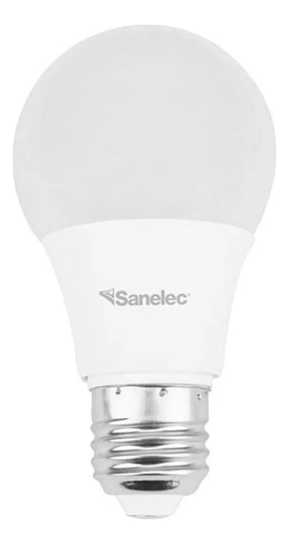 6 Pzs Foco Led Tipo A19 12w Sanelec Luz Blanca Fria 6500k