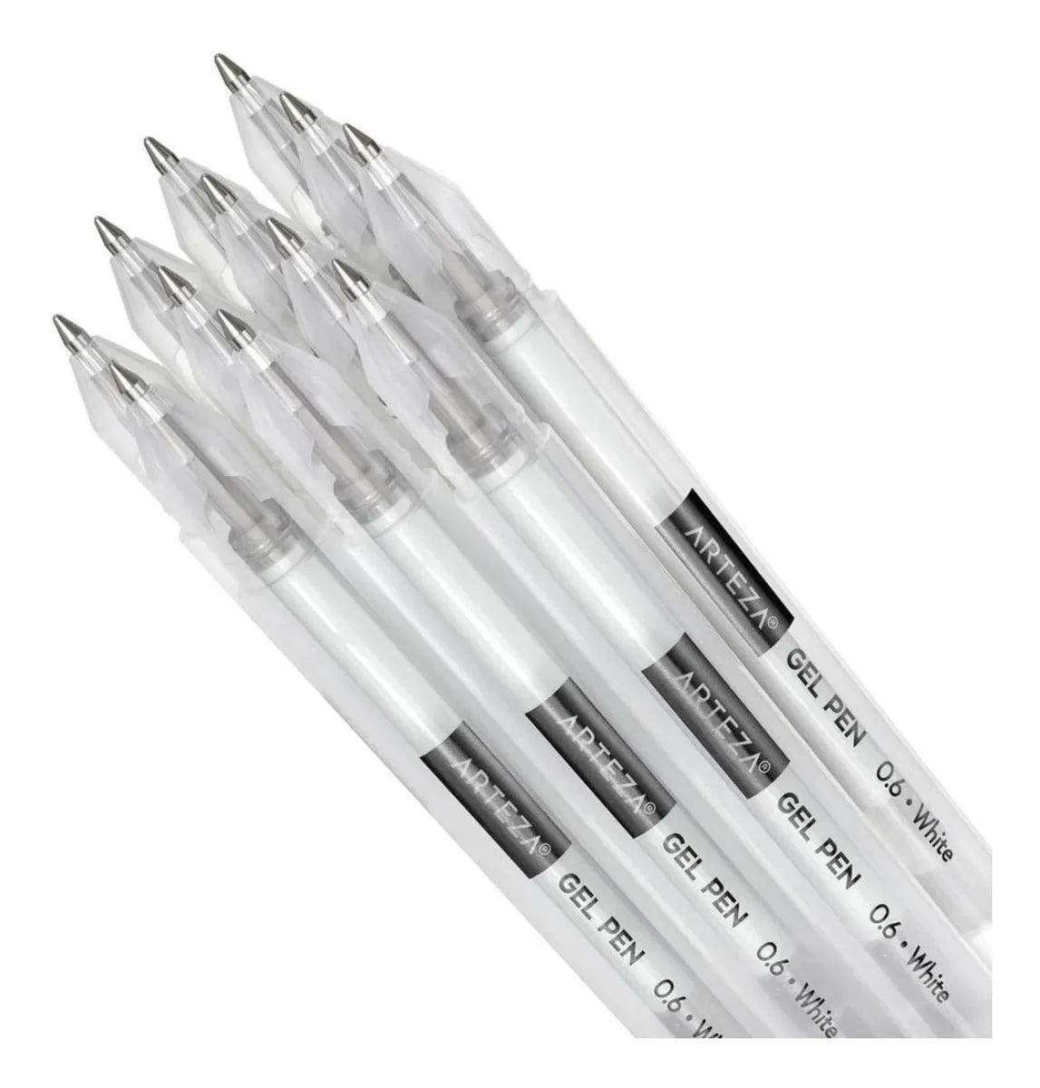 Set 12 Plumas Gel Blancas Arteza Punto 0.6 Mm 0.8 Mm 1 Mm