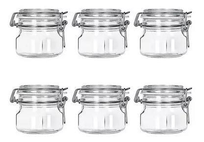 Juego 6 Frascos Hermeticos Contenedores Tapa Clip 500 Ml
