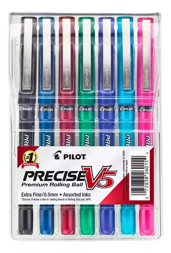 7 Boligrafos Plumas Gel Pilot Pen Precise V5 Punto Extrafino