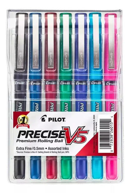 7 Boligrafos Plumas Gel Pilot Pen Precise V5 Punto Extrafino - Pilot - empaque