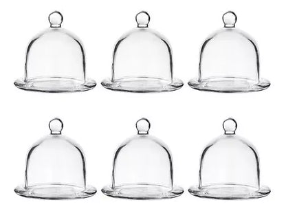 Juego 6 Bombonera Campana De Vidrio Dulcero Tapa Pastel 12cm