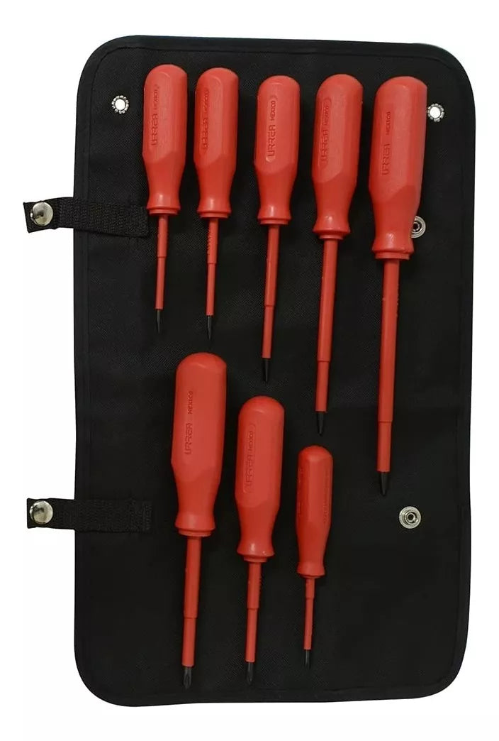 8 Piezas Destornilladores Rojos Urrea 1000 V Combinados