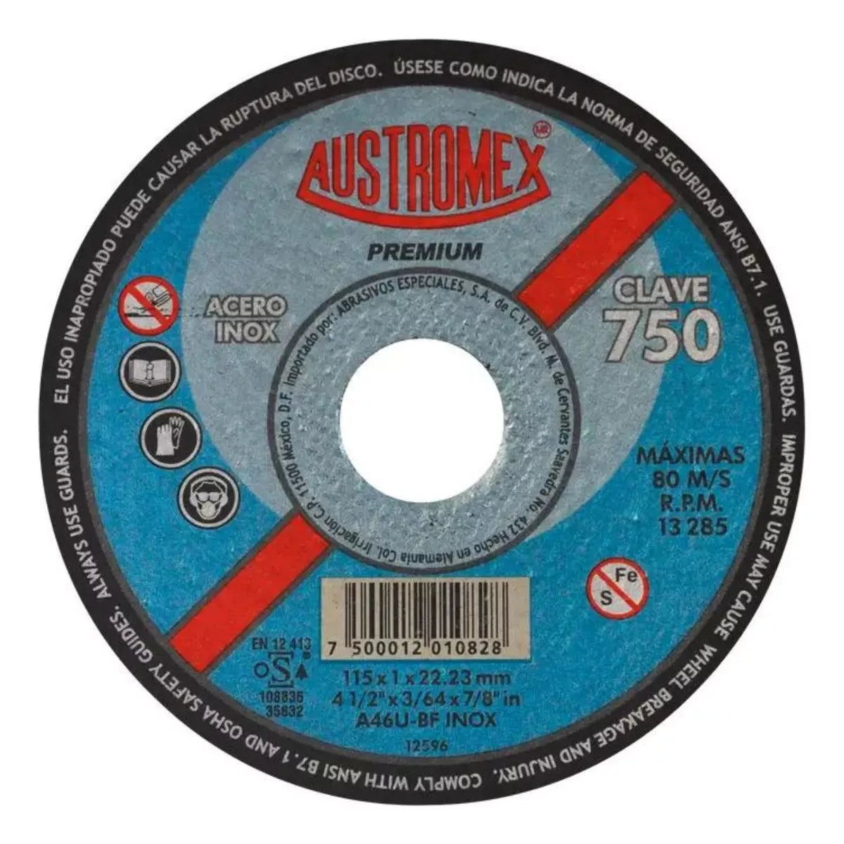 Disco Abrasivo 750 Austromex Corte 4-1/2'' Acero Inoxidable