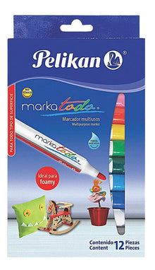 12 Marcadores Plumones Permanente Pelikan Markatodo Multiuso