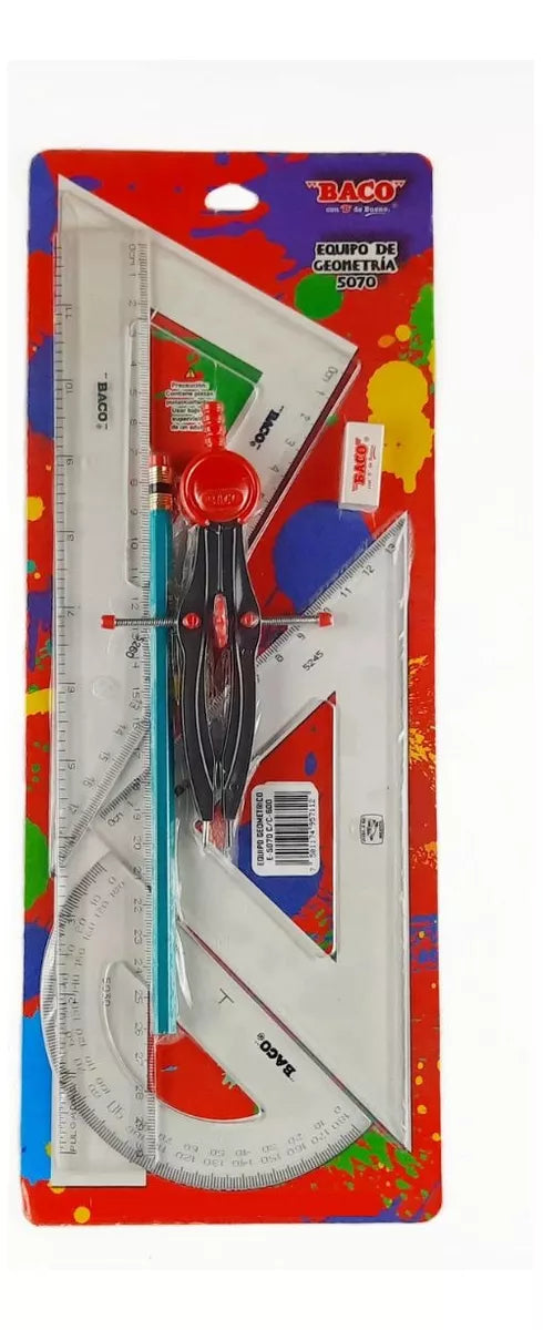 Juego Geometria Baco Cristal Plastico Sistema Escolar Nd5090