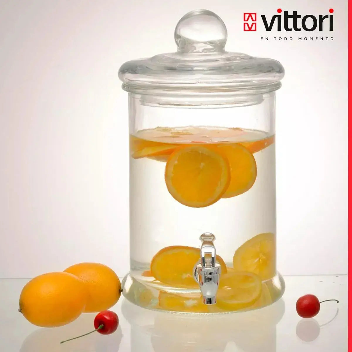 Dispensador Vitrolero 4.8l Tapa Canica Vidrio Cristalino - Vittori - vista trasera