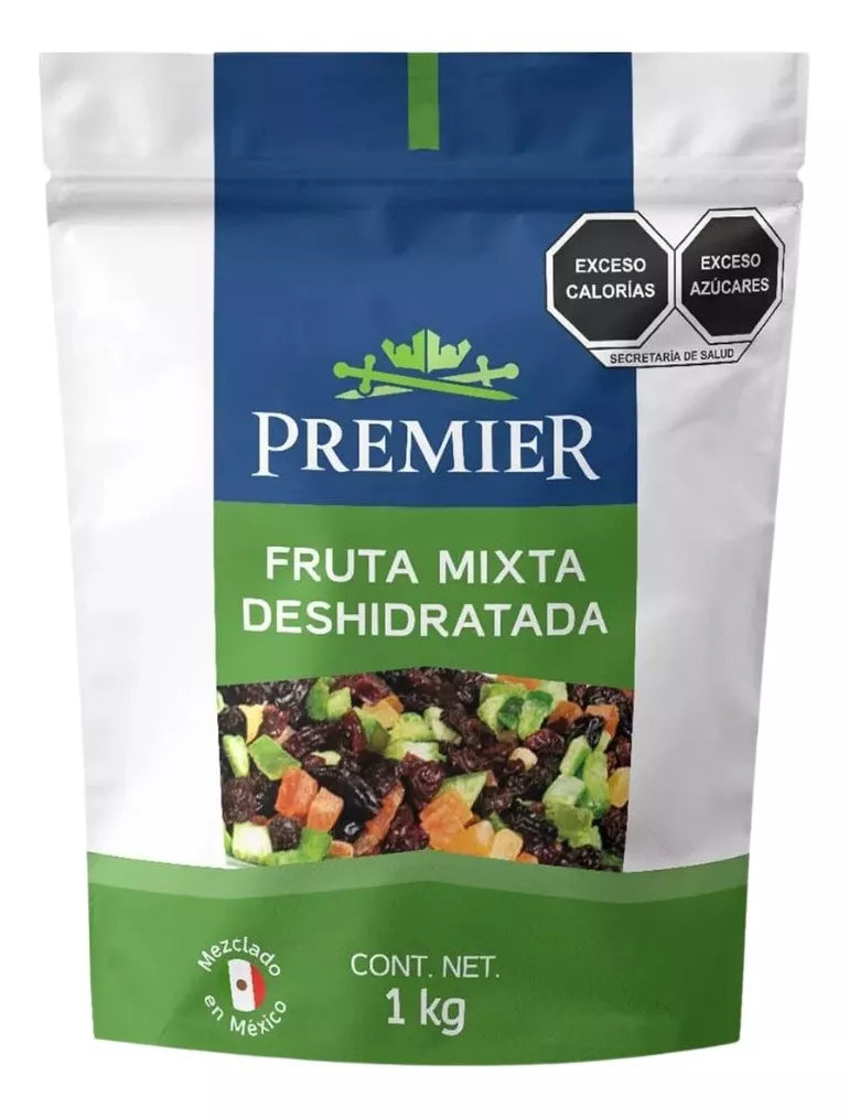 Fruta Deshidratada Mixta Premier En Cubo Chico 1 Kilo Zipper