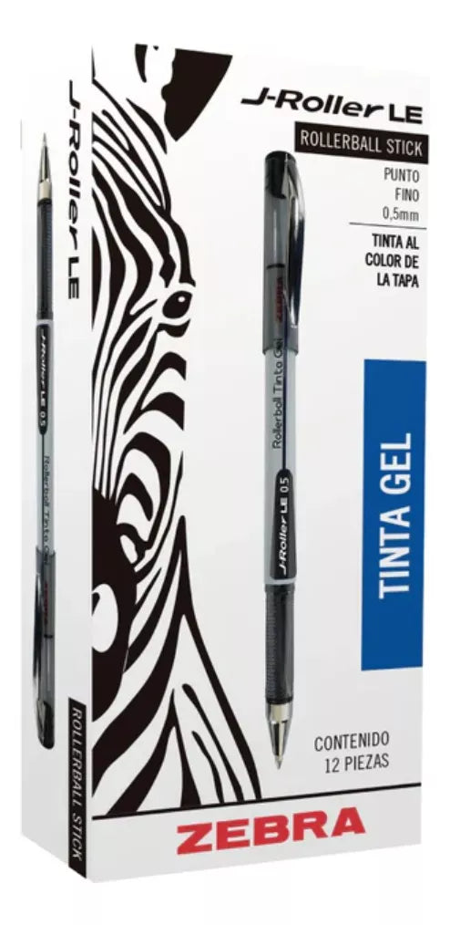 12 Piezas Boligrafo Gel Zebra J Roller Punto Fino 0.5 Mm - Marchante MX