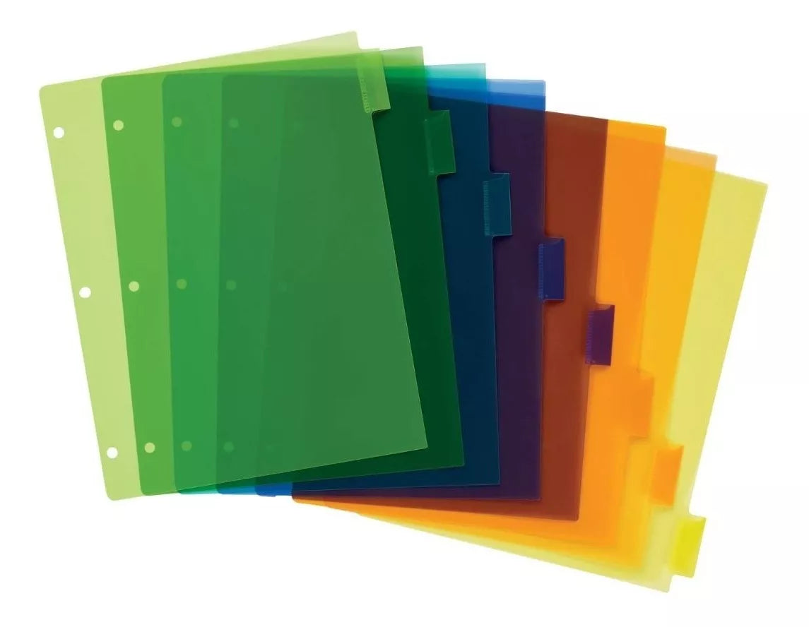 8 Separadores Pestañas Avery Insertables Carpeta Colores