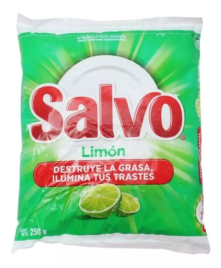 Lavatrastes Jabon En Polvo Salvo Limón 250 G destruye Grasa