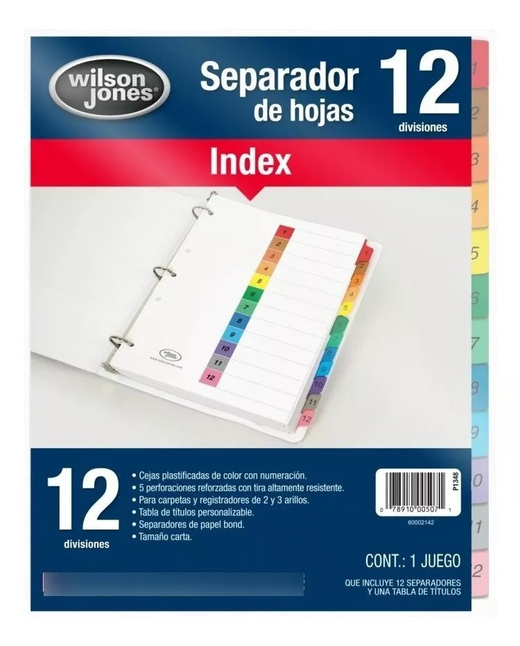 Separador Acco Tab 12 Divisiones Ceja Color Sin Numeracion