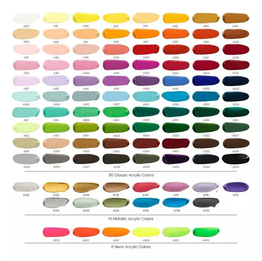 Set 100 Muestras De Pintura Acrilica 12ml C/u Arteza - Arteza - detalle