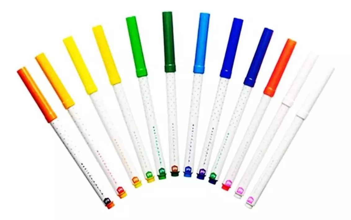 12 Marcadores Plumones Magicos Kiut Tinta Cambian Color