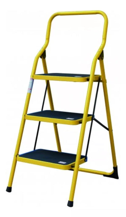 Escalera Personal Peldaños Acero 3 Escalones Amarilla