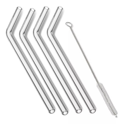 4 Popotes Reusables Vidrio Hergonomico Mason Jars