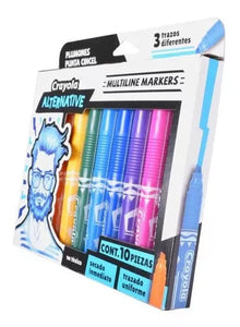 10 Plumones Multiline Alternative Crayola Diferentes Trazos