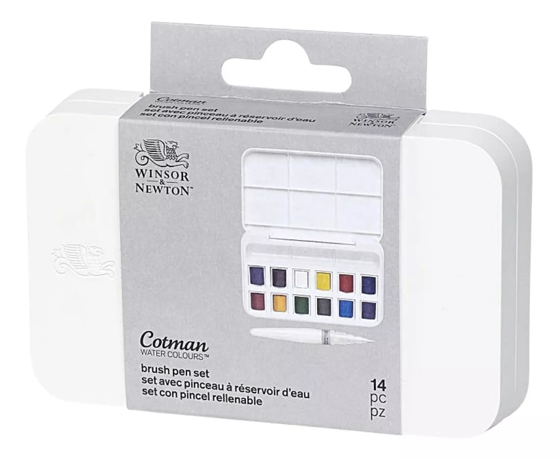 Juego de Acuarelas Cotman Brush Pen Winsor & Newton 12 Pastillas