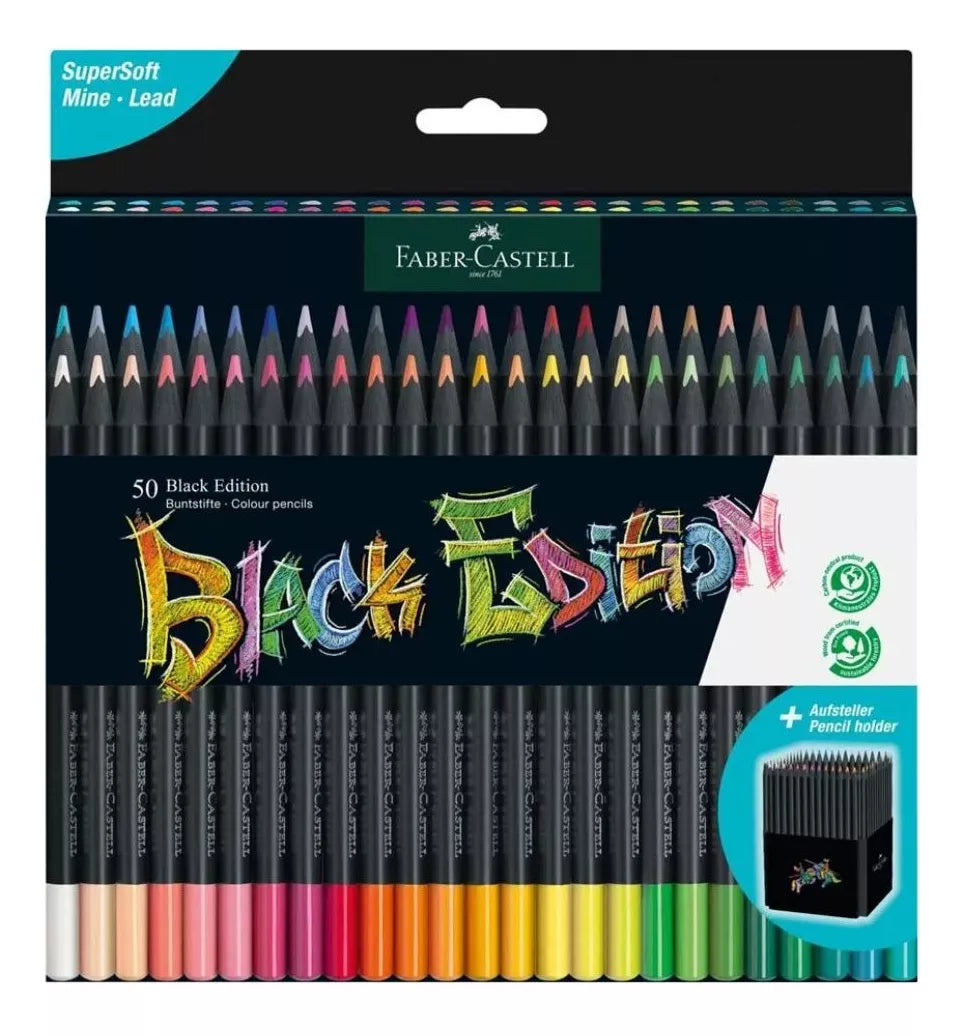 Lápices de Colores Faber Castell Super Soft Black Edition 50 Pz