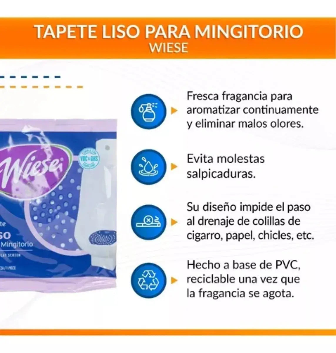 12pz Tapete Liso P/mingitorio Wiese Aroma P/escoger Chicle - Wiese - detalle