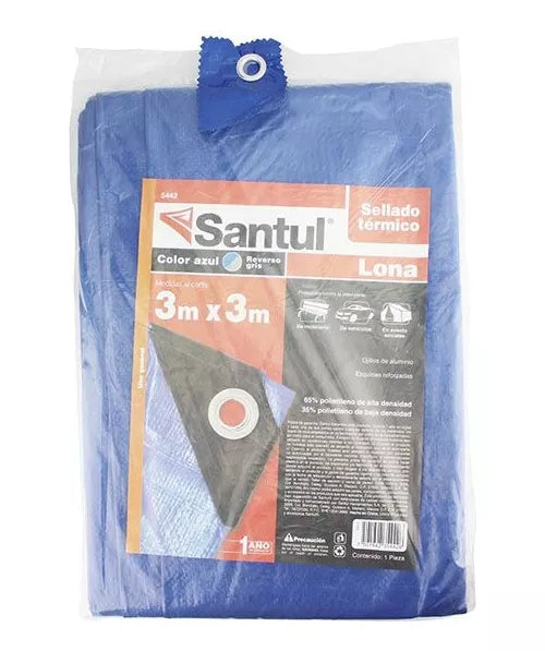 Lona Uso Ligero Santul 3x3m Sellado Térmico Azul 5442 - Marchante MX