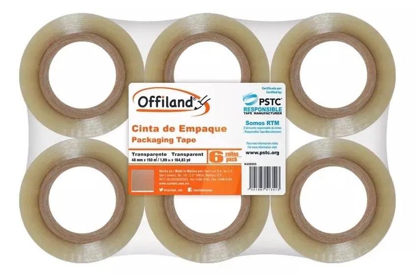6pzs Cinta Empaque Transparente Offiland 040 48mm X 150m - Offiland