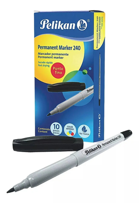 Marcadores Permanentes 240 Punta Fina Pelikan 10 Piezas Elegir Color Negro - Pelikan