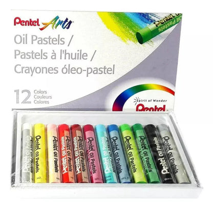 12 Pasteles Gises Tizas Aceite Pentel Arts Redondos Colores - Polvos Holi