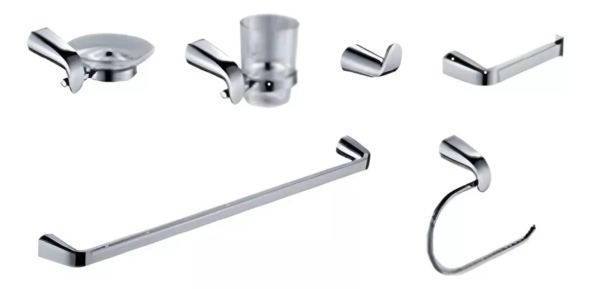 Juego Accesorios Baño 6 Pzs Meer Color Plateado Satinado - CNX - vista lateral