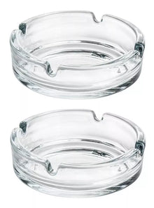 Set De 2 Cenicero Vidrio Fino Redondo Cristal Liso Grande