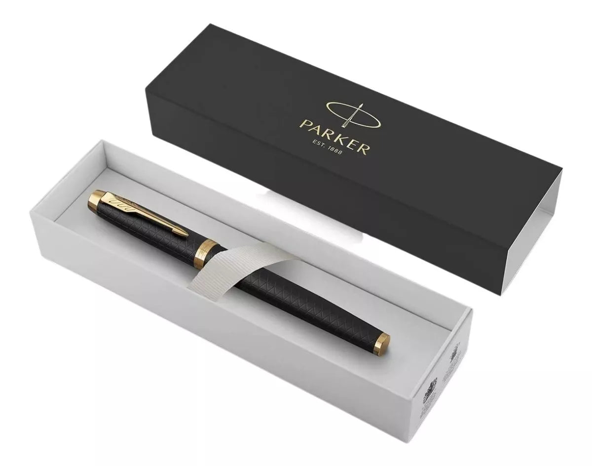 Bolígrafo Rollerball Parker Im Premium Negra Acabados Dorado