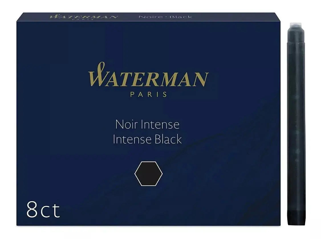 8 Cartuchos Repuesto Tinta Pluma Estilografica Waterman Negro - Waterman - vista lateral