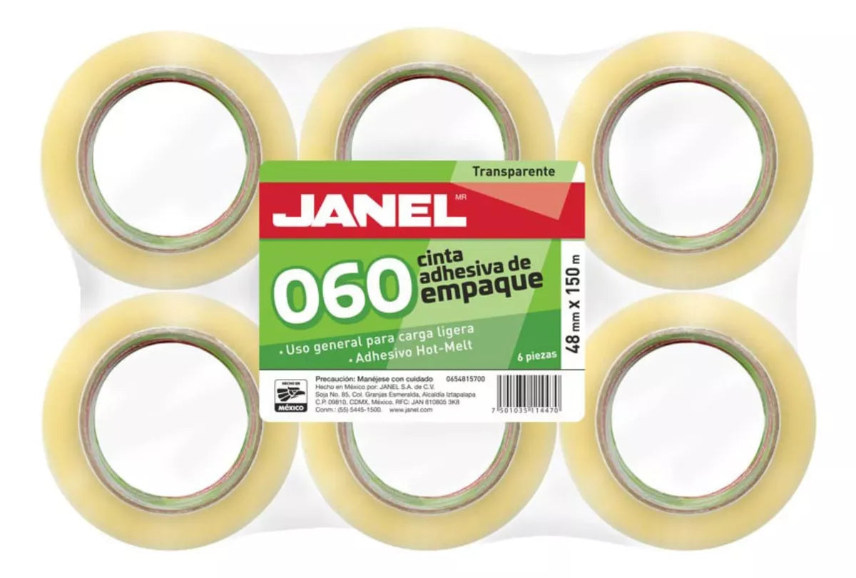 6 Pz Cinta Empaque Canela O Transparente Janel 060 48mmx150m