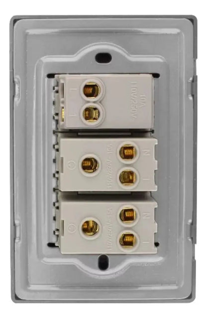 Placa Apagador Contacto Doble Sanelec Modelo Cordoba 4638 - Sanelec - vista lateral