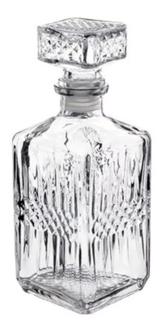 2 Pz Licorera Cuadrada Grande Rodas 750ml Vidrio Cristal