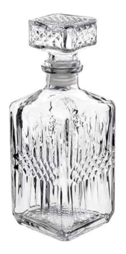 2 Pz Licorera Cuadrada Grande Rodas 750ml Vidrio Cristal
