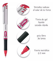 3 Bolígrafos Pentel Energel Tinta Gel Líquida 0.7 Mm Colores