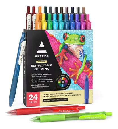 24 Plumas Gel 14 Tono Brillante 10 Vintage Lettering Arteza