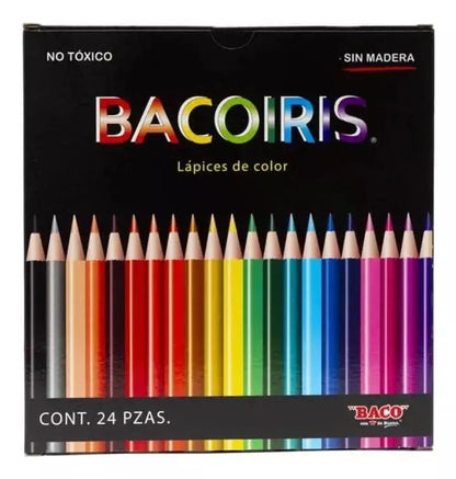 24 Lapices Colores Baco Largos Redondos Bacoiris Escolar - BACO - empaque