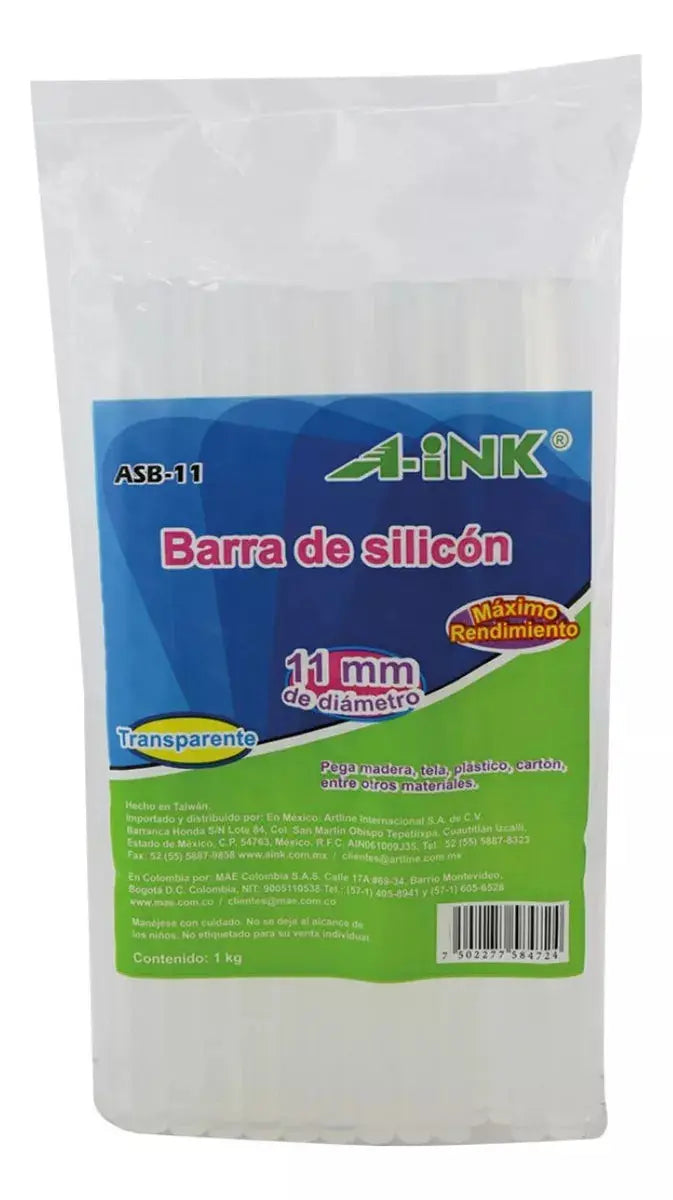 1kg Barra Silicon A-ink 11mm Transparente Pegamento - Mae