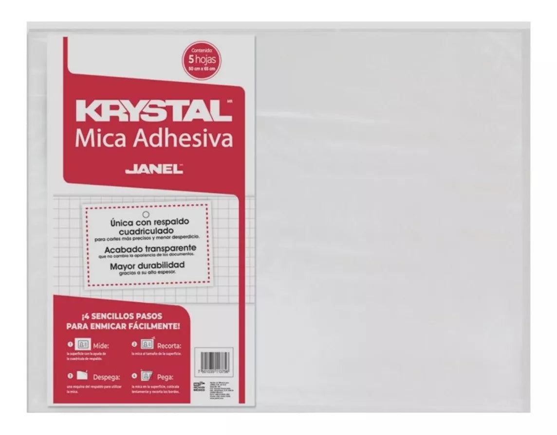 5pz Hojas Mica Forro Adherible Krystal Cuaderno Transparente