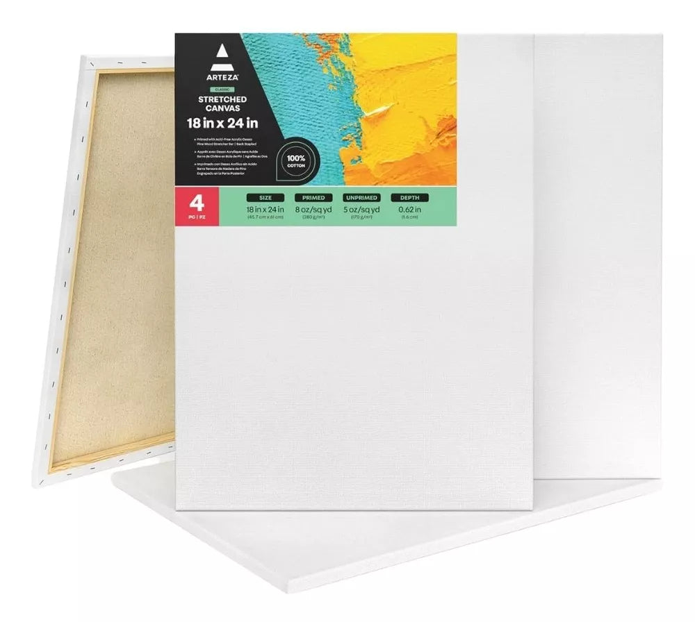 Paquete 4 Lienzos Clasicos 61 X 45.7 Cm Arteza Blanco