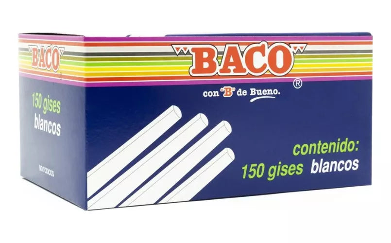 Caja 150 Gises Comprimidos Color Blanco Baco Tizas Pizarron