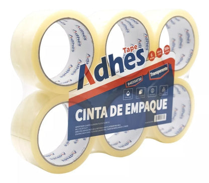 6pz Cinta Adhesiva Adhes Transparente Empaque 48mm X 50m