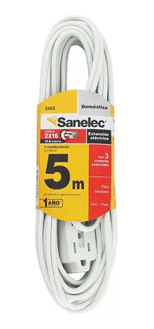 Extensión Blanca Contactos Polarizados 5m Santul Uso General