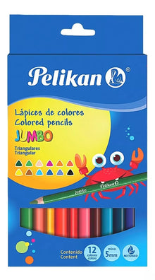 Caja 12 Lápices Color Jumbo Triangular Pelikan + Sacapuntas