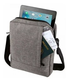 Mochila Mariconera Viaje Porta Tablet iPad Hombro Gris