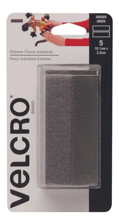 5 pz Tiras Sujetadoras Gris Alta Resistencia VELCRO 10.1x2.5cm - Velcro - vista trasera