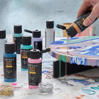 8 Pintura Acrílica Fluido Pouring Vertido 118ml Soft Arteza - Coveme - empaque
